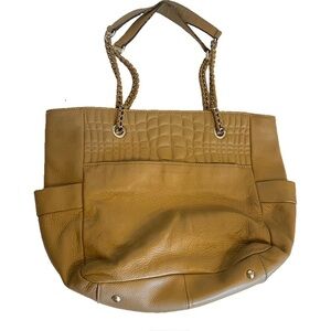 Aimee Kestenberg Tan Brown High Quality Pebbled Leather Purse Handbag Tote Bag